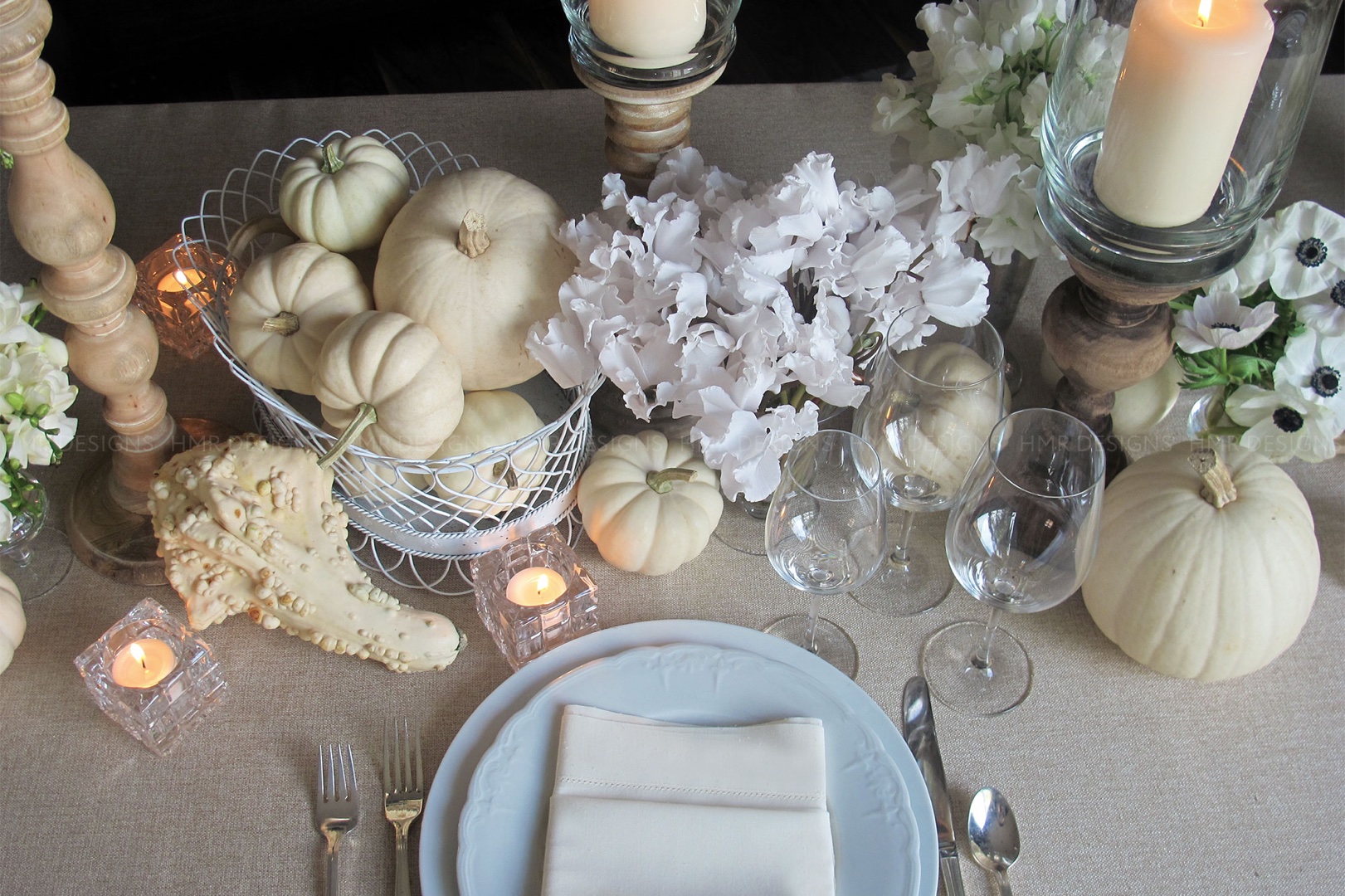 All White Thanksgiving Table Decor