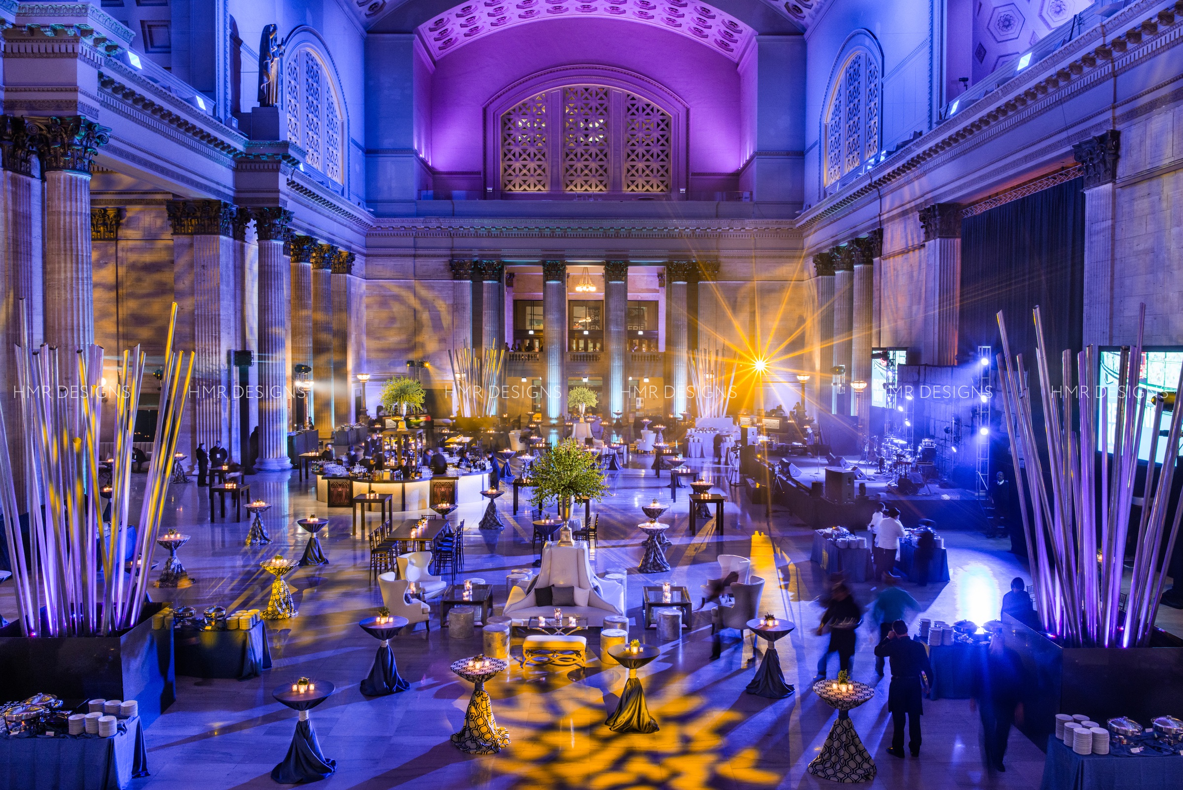Stunning corporate event decor at Union Station Chicago by HMR Designs